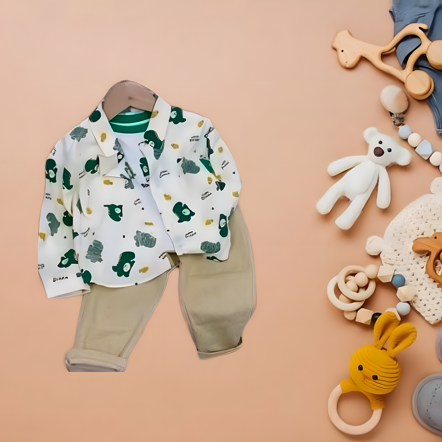 3 pc boy set with little Dino Print on shirt