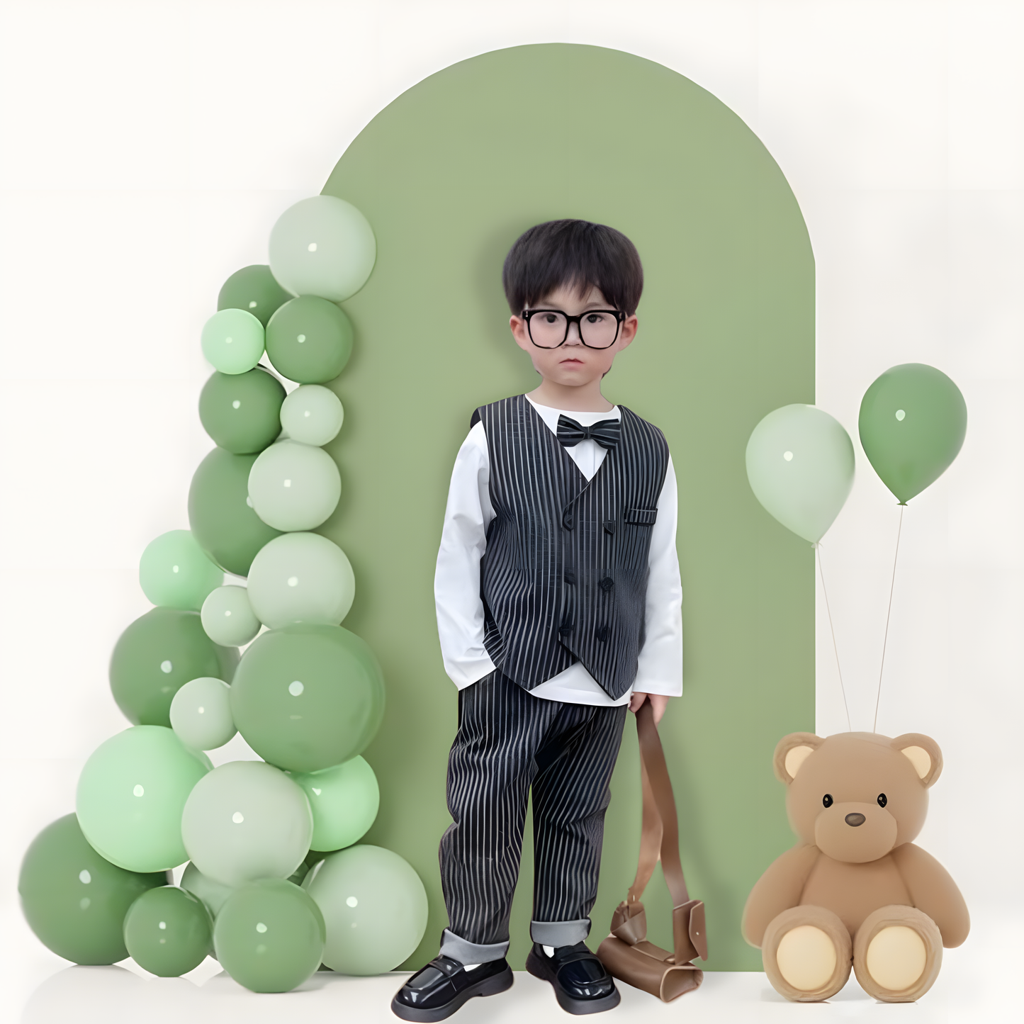 3 PC BOY SET woolen STRIPE STYLE WITH BOW