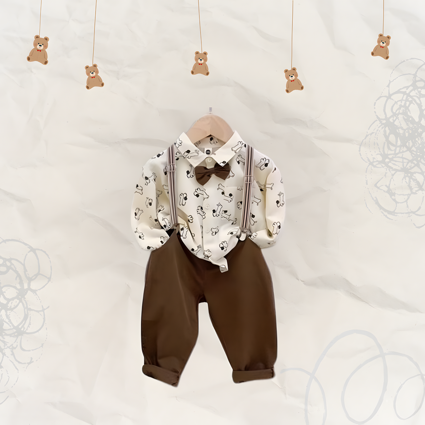 3 pc Boy set Dog Print Shirt with Dangree and Pant
