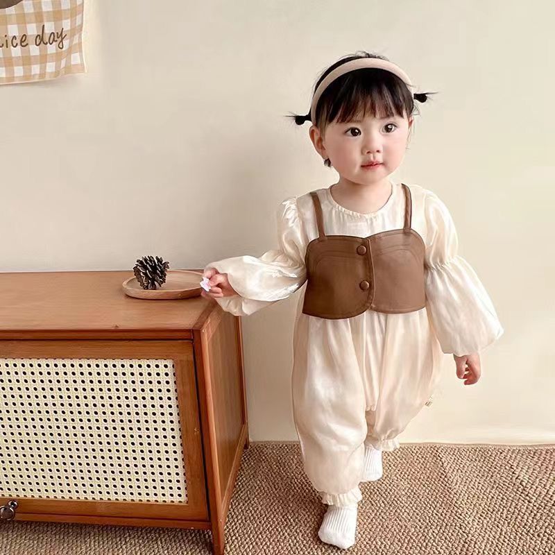 Leather Jacket Attached Silky Look Soft Romper
