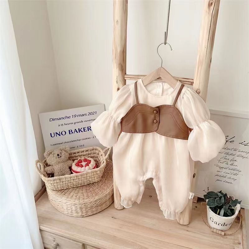Leather Jacket Attached Silky Look Soft Romper