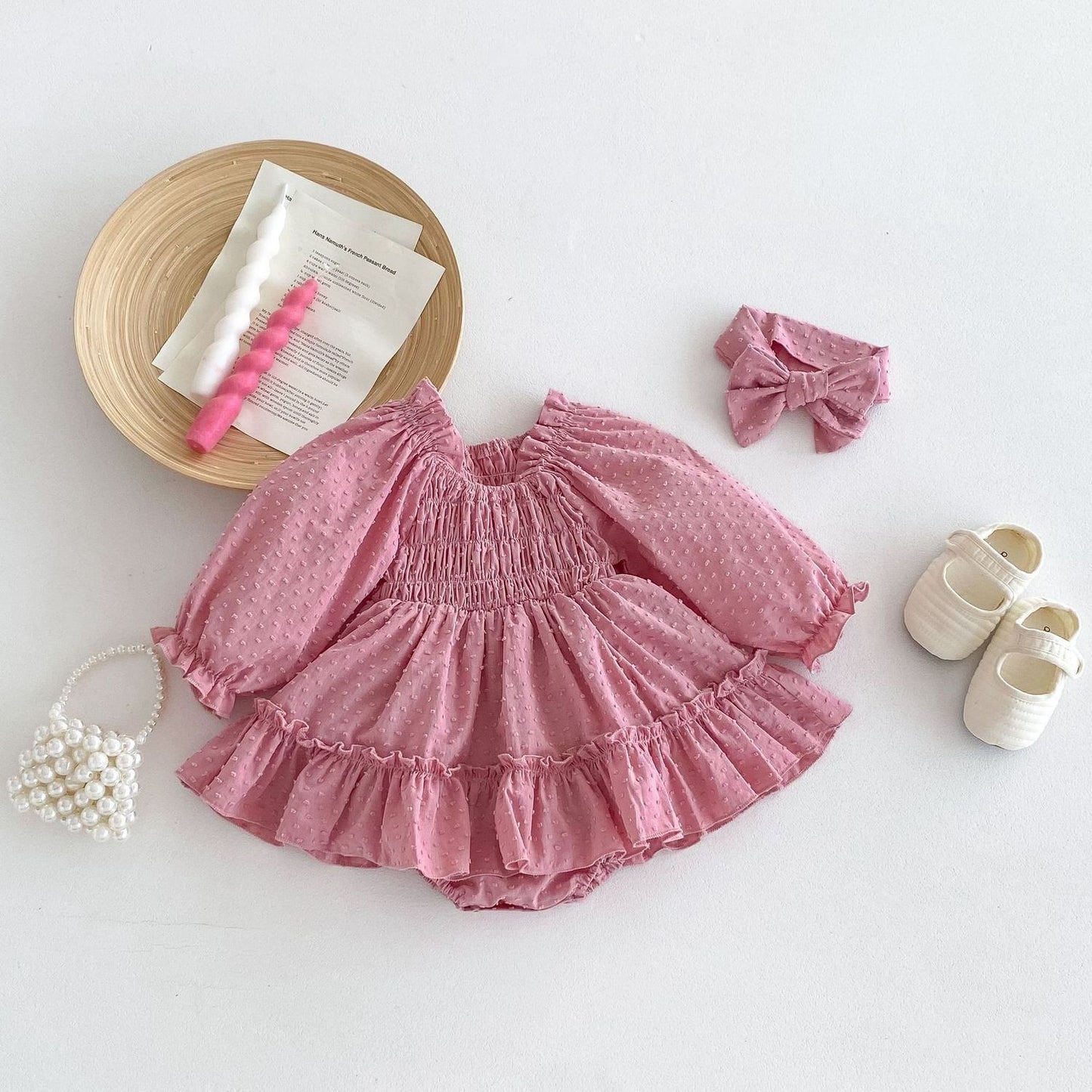 Cotton Baby Girl Frock with Open Hairband