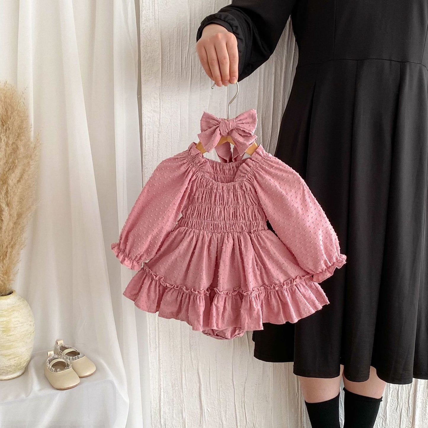 Cotton Baby Girl Frock with Open Hairband
