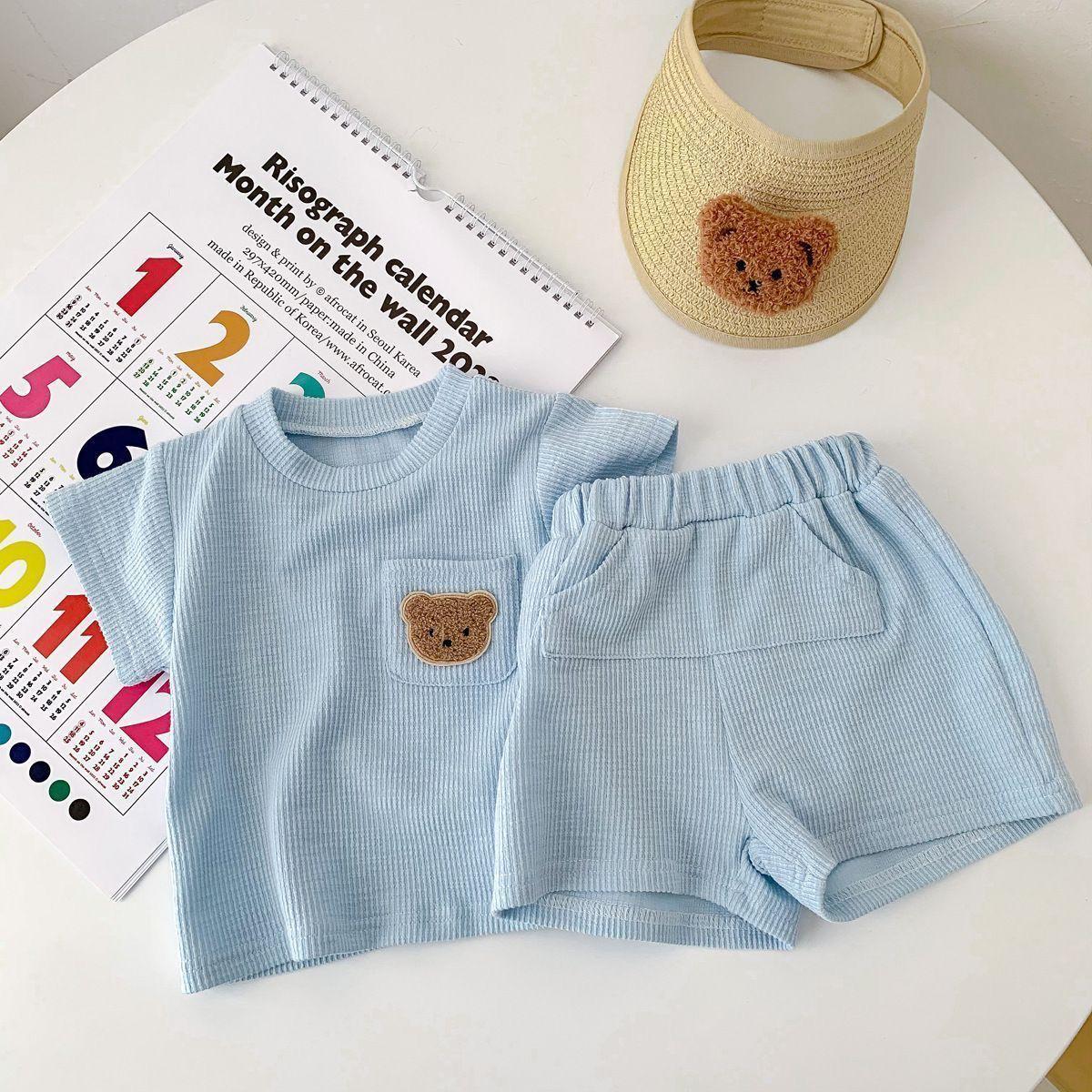 Teddy work on Pocket short and Tshit set