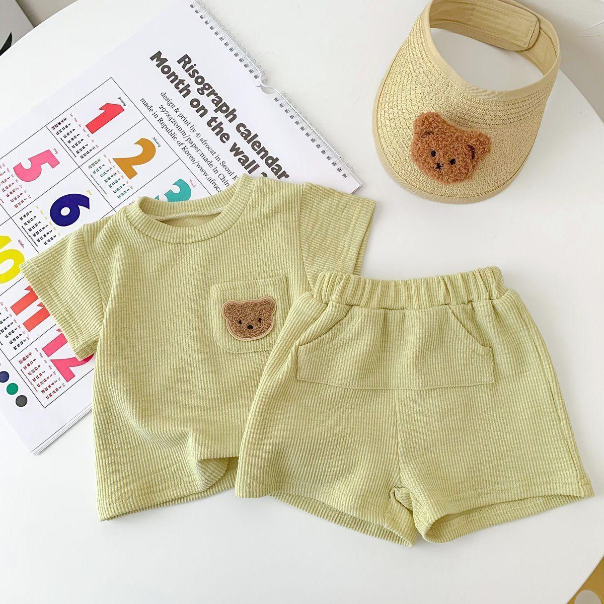 Teddy work on Pocket short and Tshit set