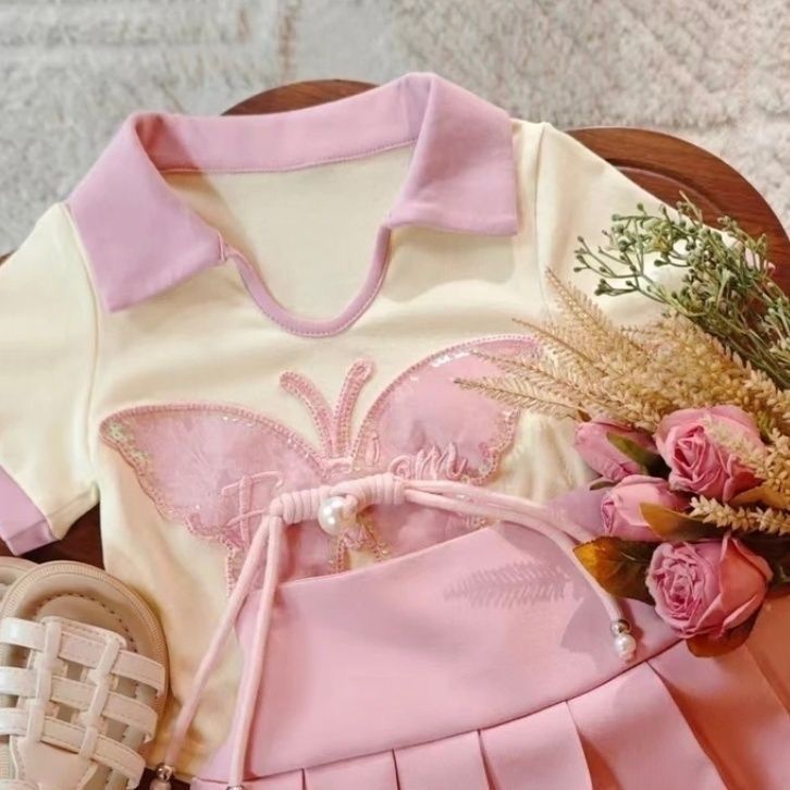 2 pc skirt with divider and butterfly Top