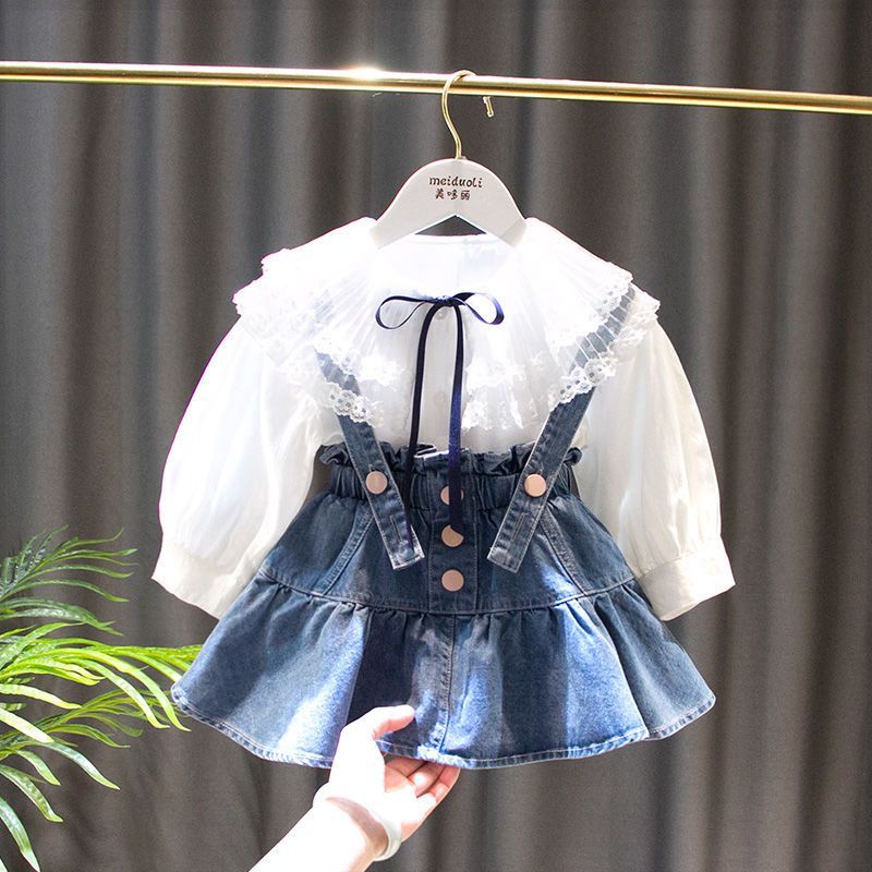 2PC Denim skirt shirt