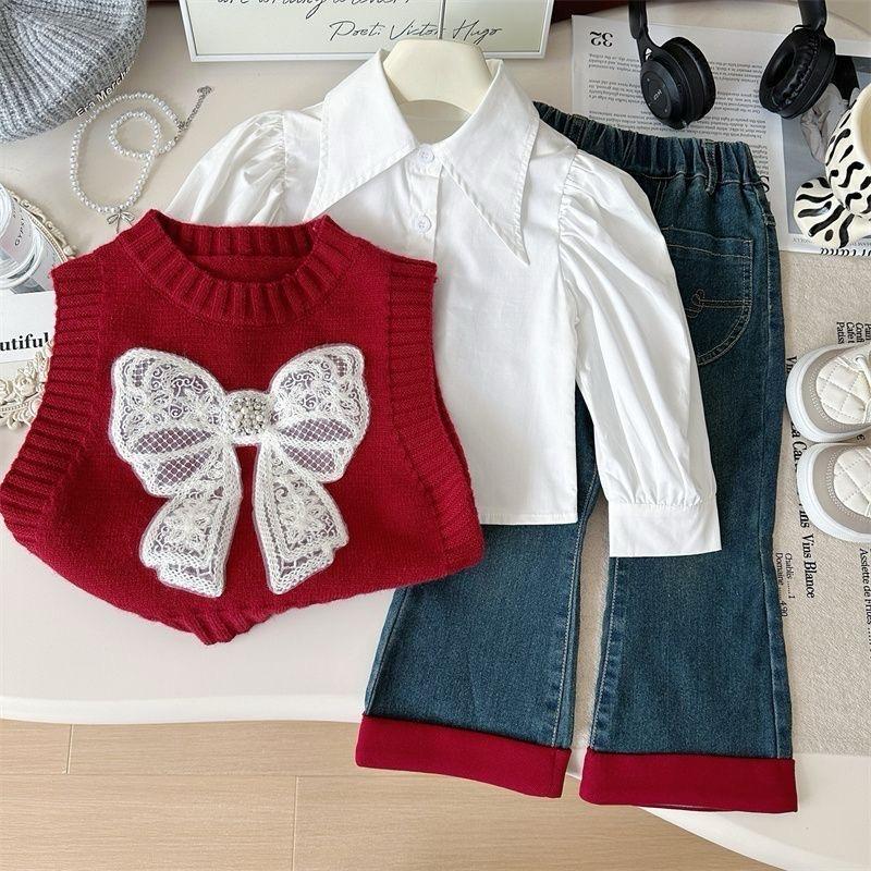 3 pc red bow sweater