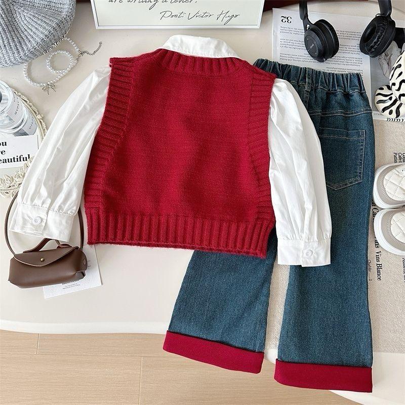 3 pc red bow sweater