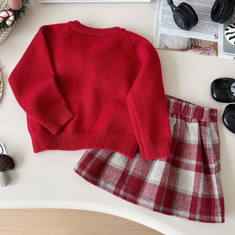 2Pc woolen set with detachable bow