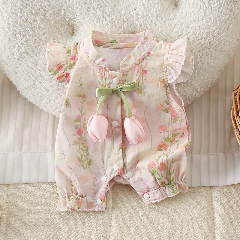 Tulip Garden Baby Romper (Pink)