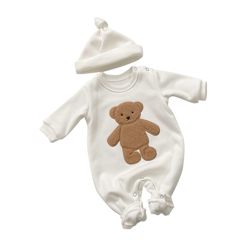 white Teddy Romper with cap