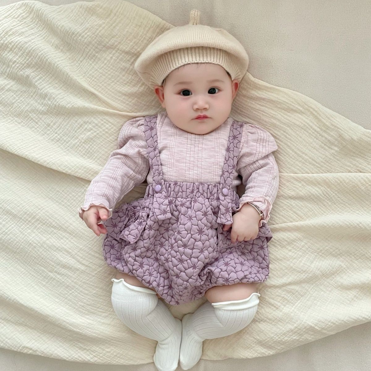 Purple Ribbed Knit Long sleeve Top & skirt