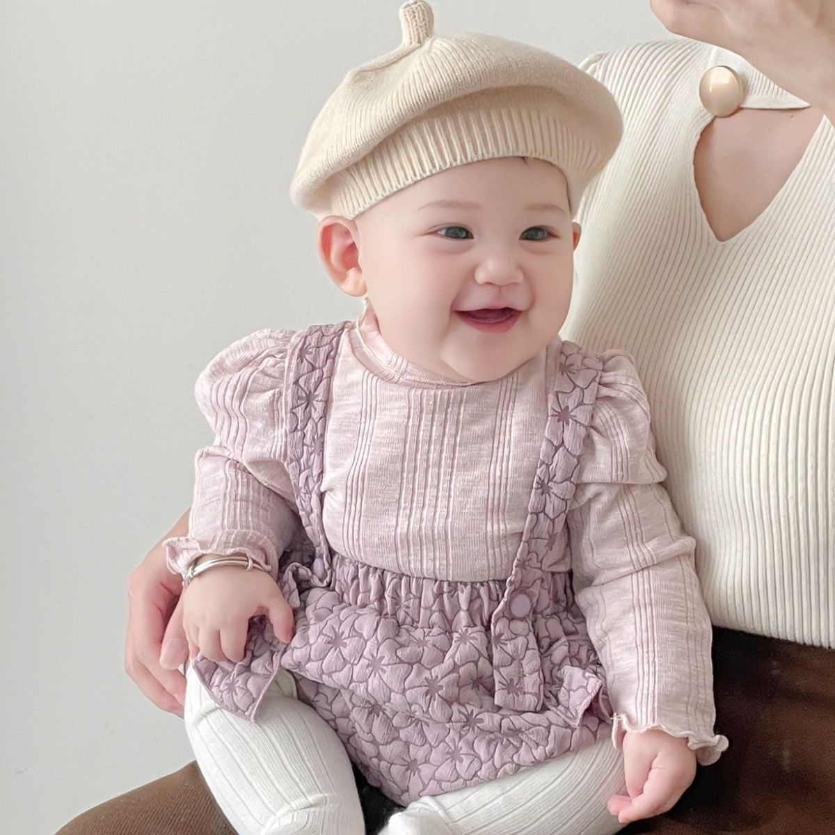 Purple Ribbed Knit Long sleeve Top & skirt