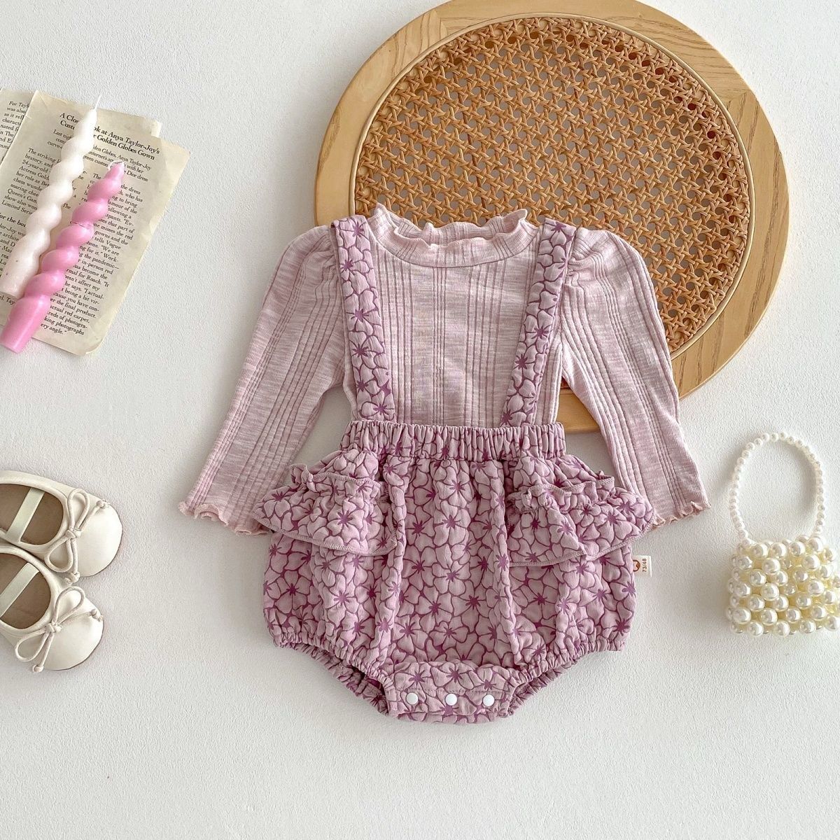 Purple Ribbed Knit Long sleeve Top & skirt