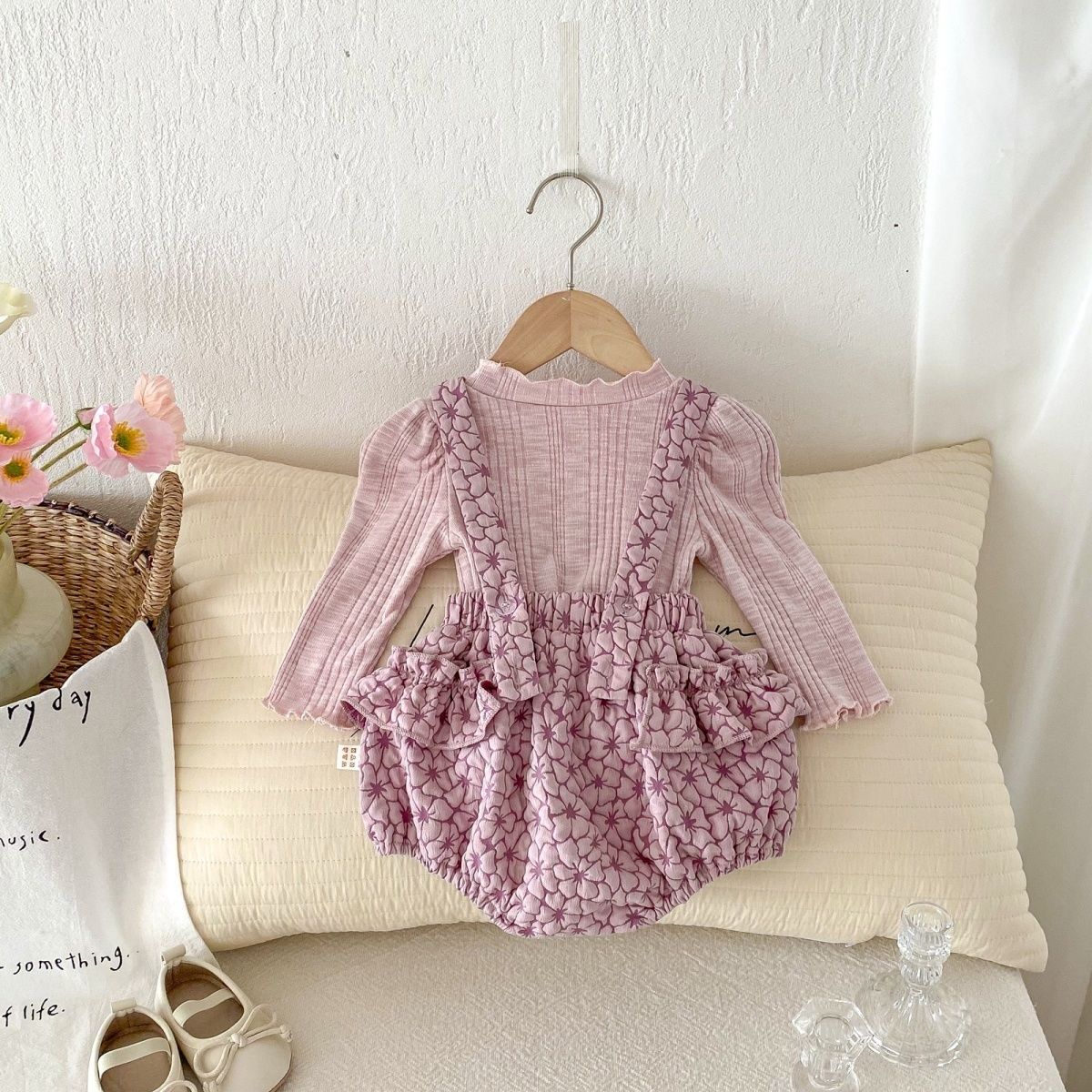 Purple Ribbed Knit Long sleeve Top & skirt
