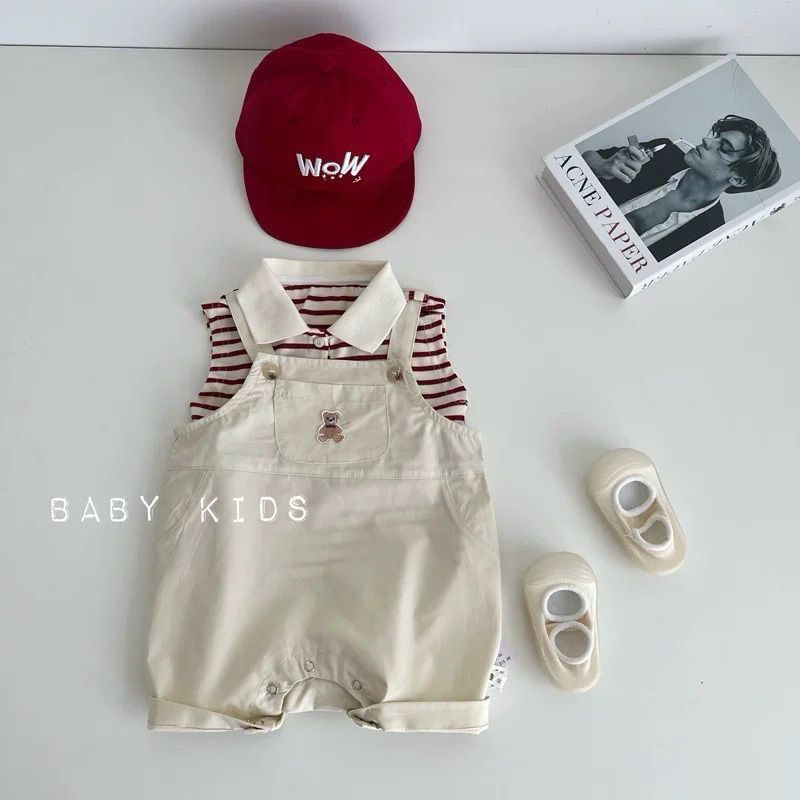 Striped t shirt with dungaree set