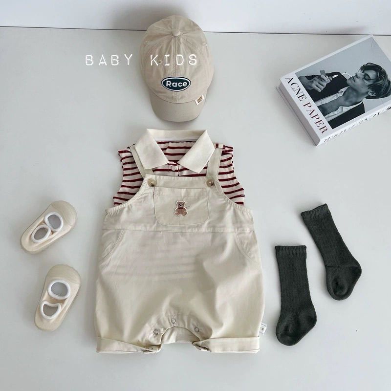 Striped t shirt with dungaree set