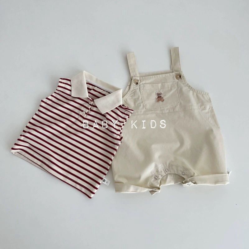 Striped t shirt with dungaree set
