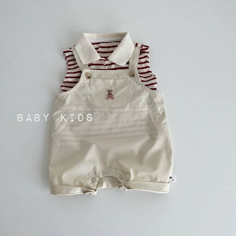 Striped t shirt with dungaree set