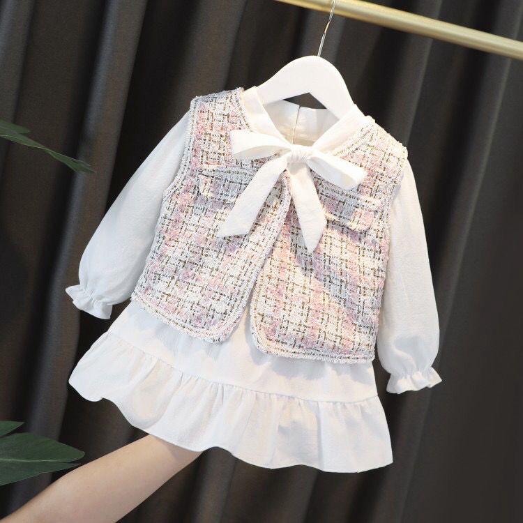Soft Tweed look Jacket with Frock