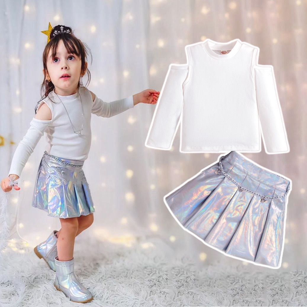 2 PC SET With soft Foil Skirt and chain and cotton t shirt