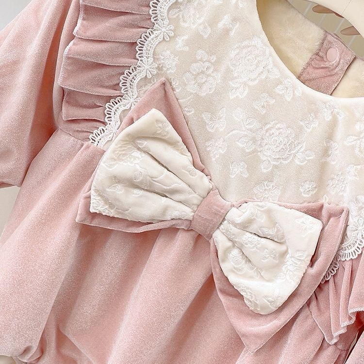 Velvet Pink Romper with Hairband