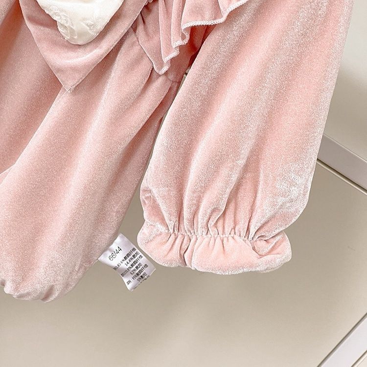 Velvet Pink Romper with Hairband