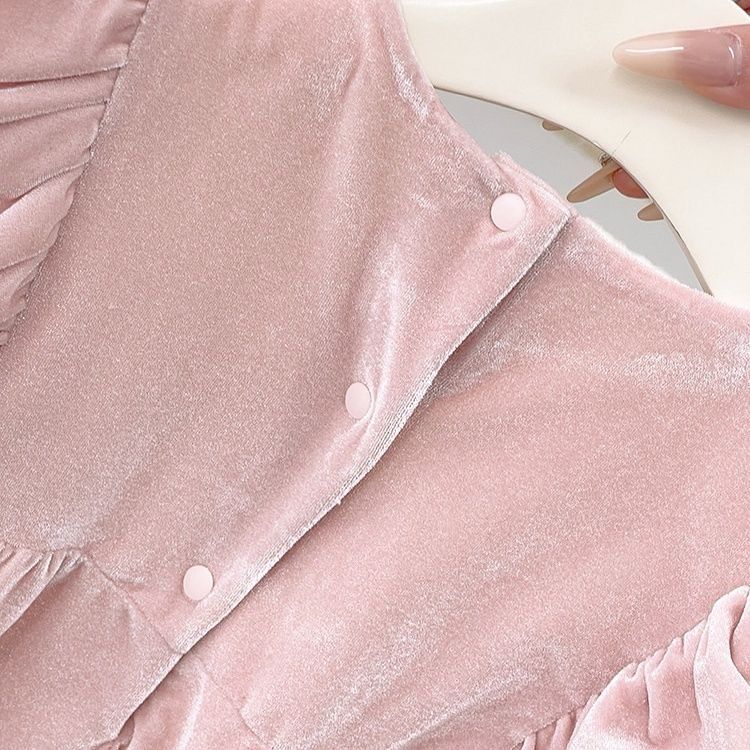 Velvet Pink Romper with Hairband