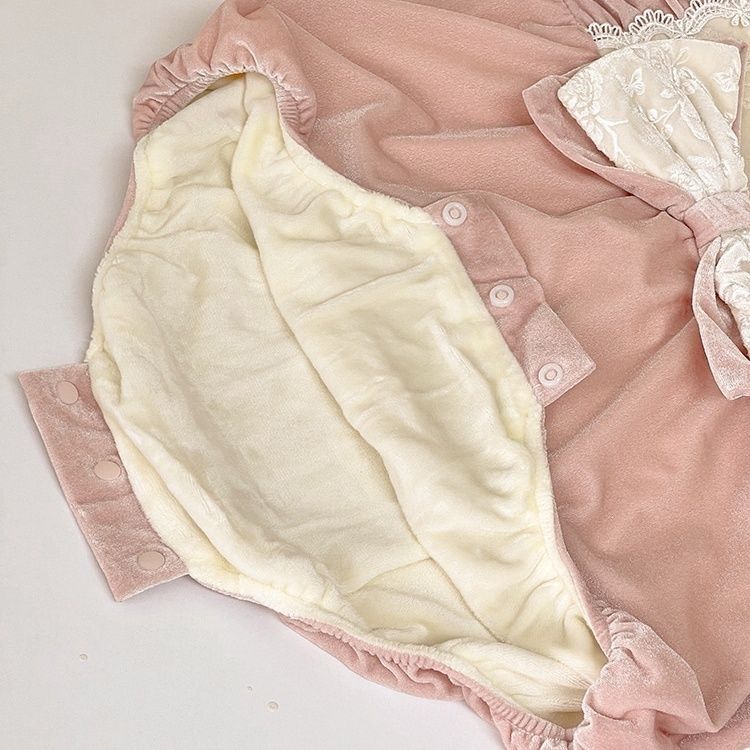 Velvet Pink Romper with Hairband
