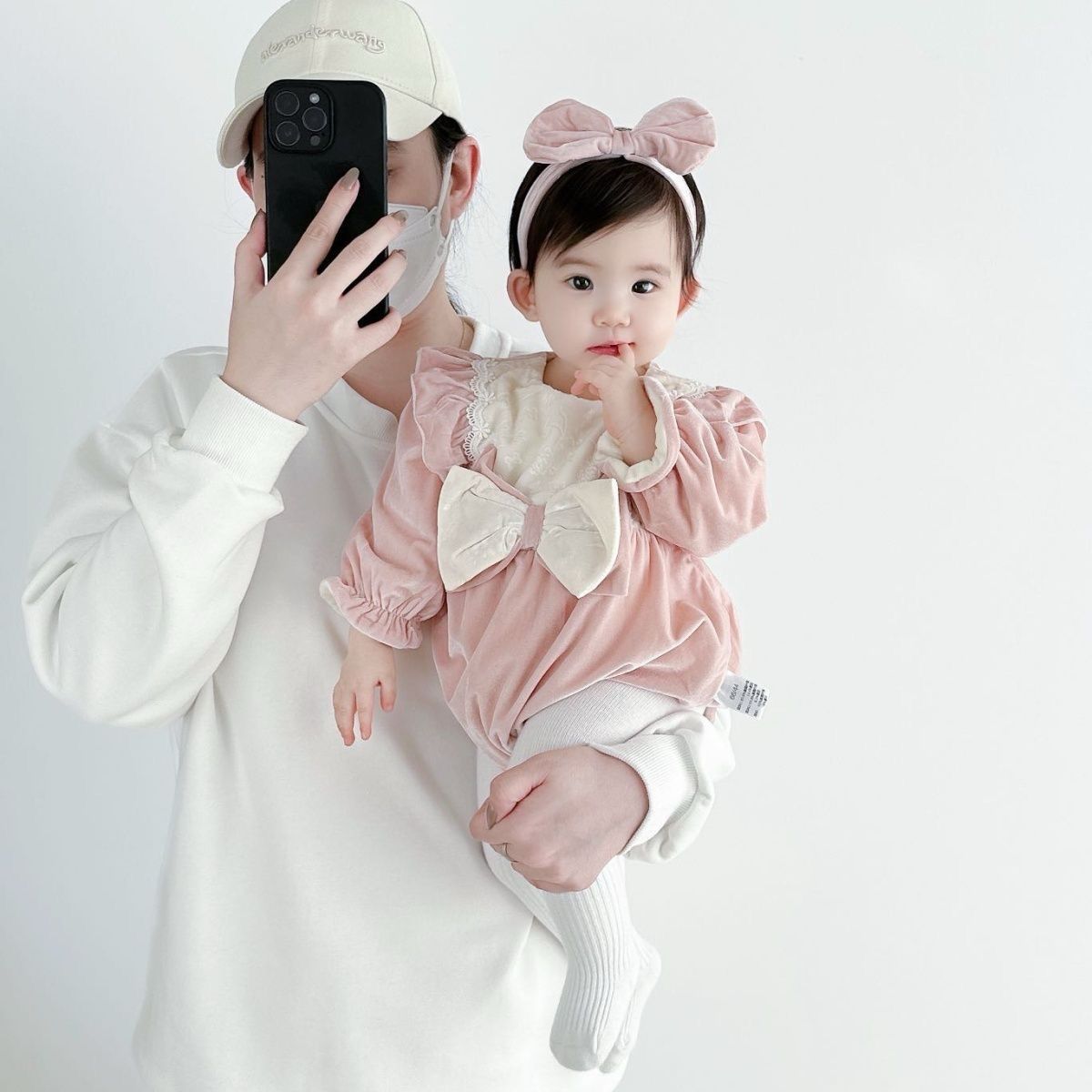 Velvet Pink Romper with Hairband