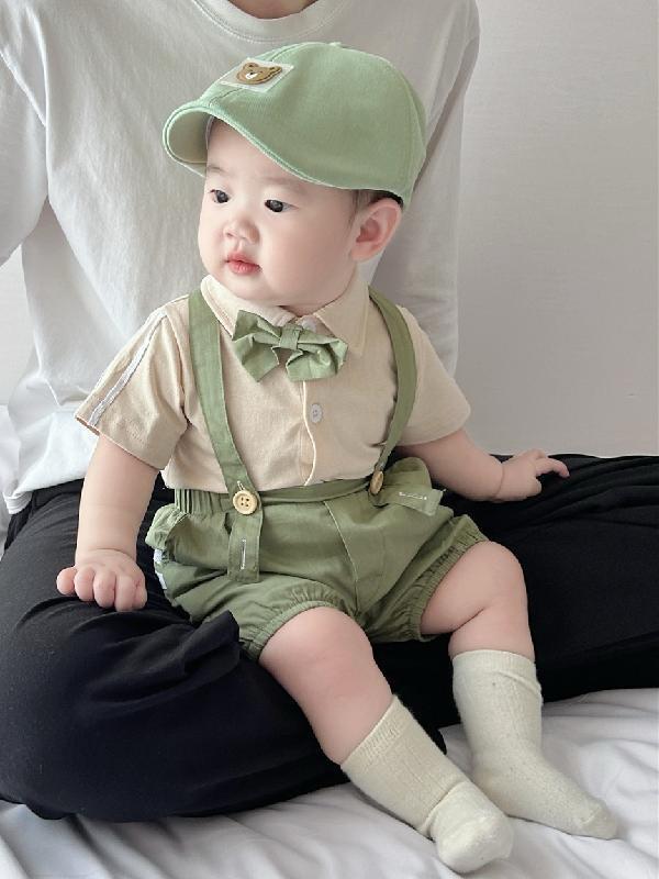 Dungaree 2 pc set with Bow tie