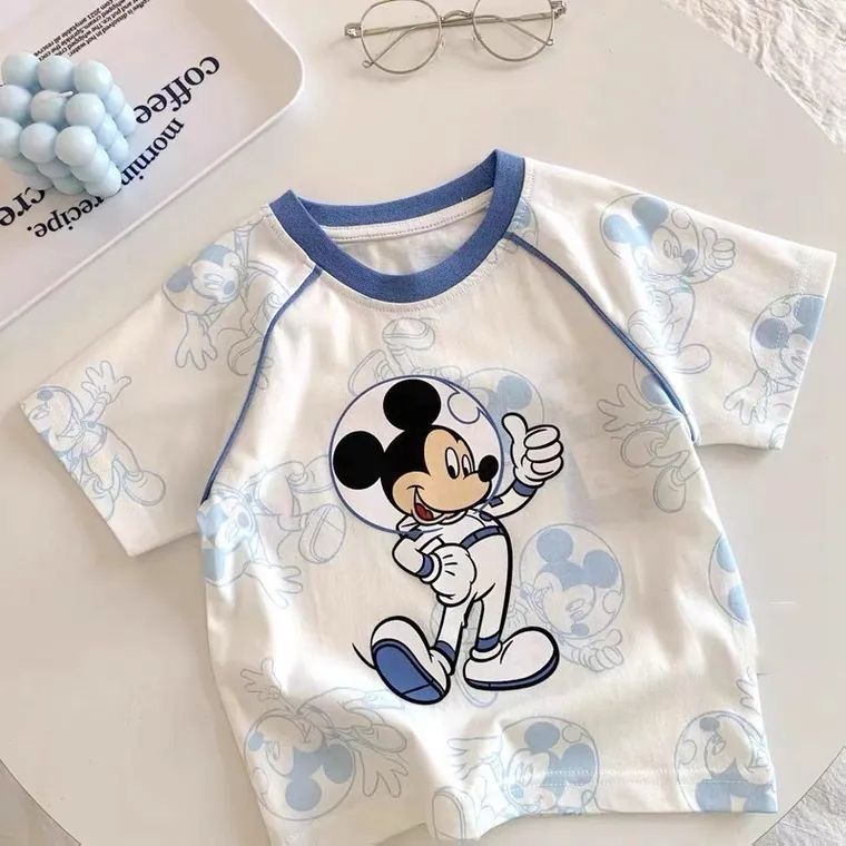 Blue Mickey Cotton T shirt