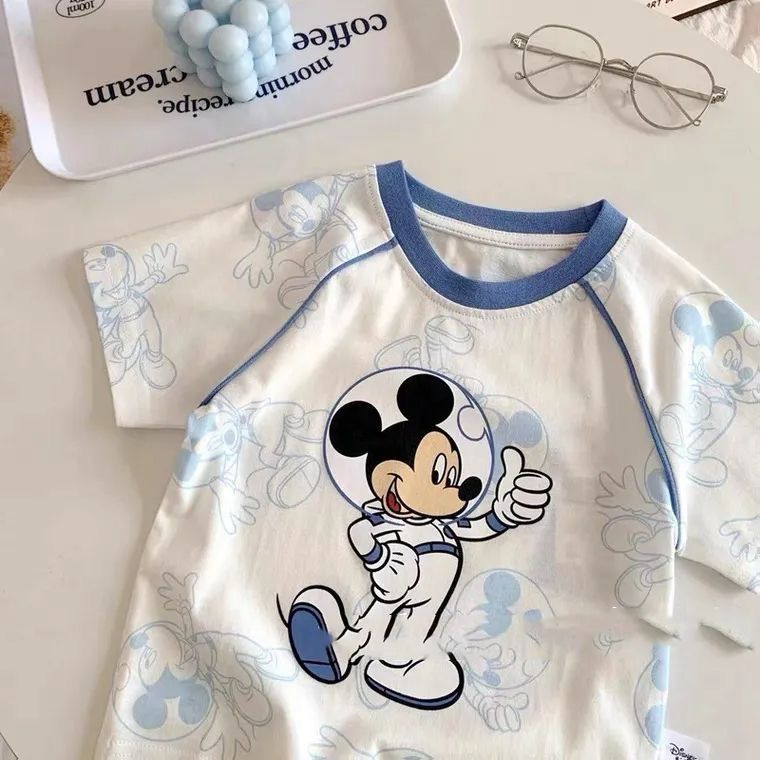 Blue Mickey Cotton T shirt