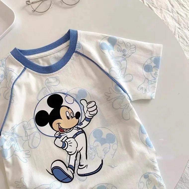 Blue Mickey Cotton T shirt