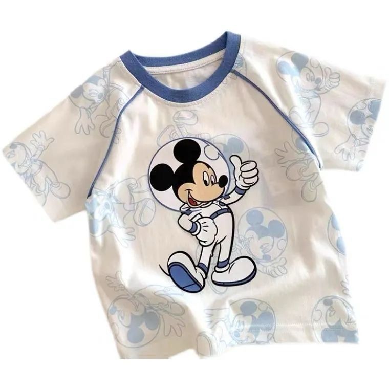 Blue Mickey Cotton T shirt