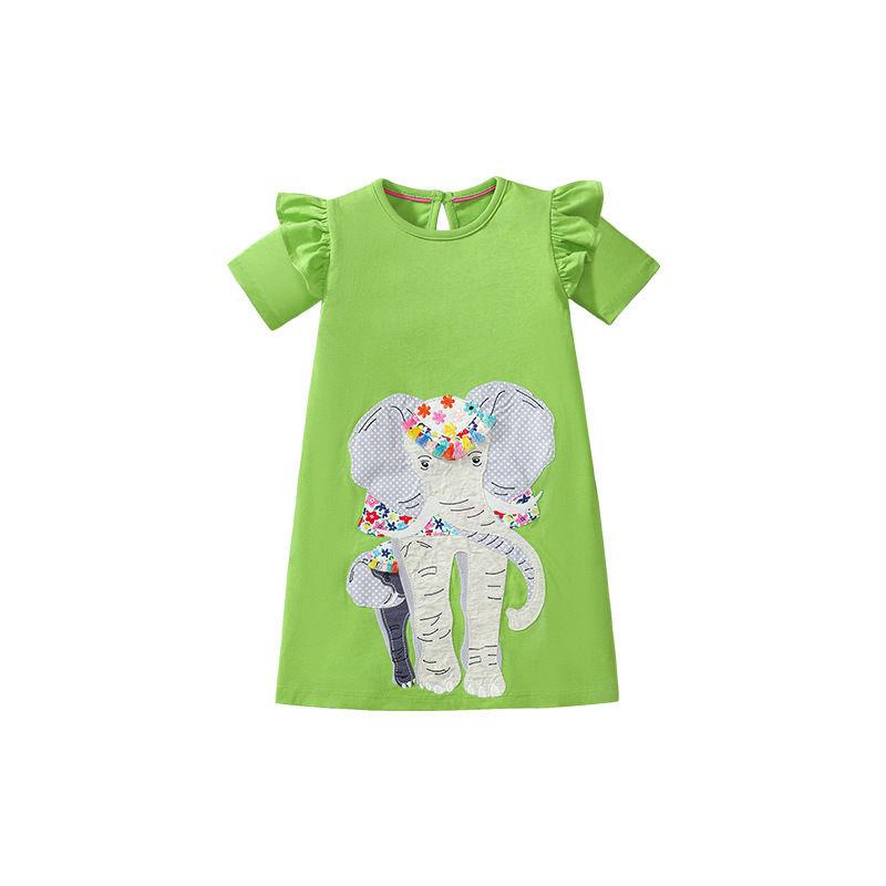 Green Elephant Cotton Frock