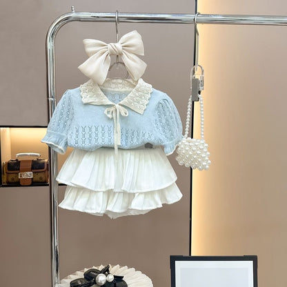 Skirt and Cotton Knitted Shirt