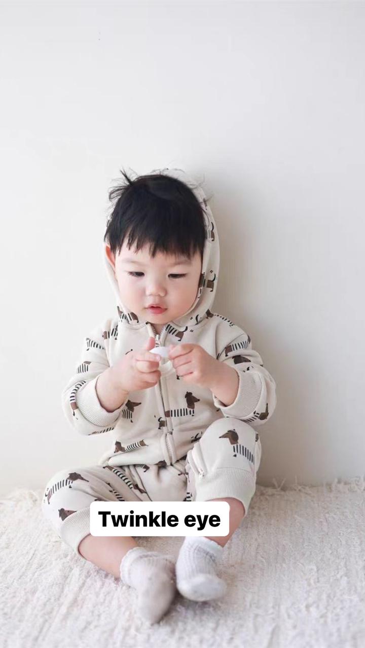 Cosy Dog Print Romper