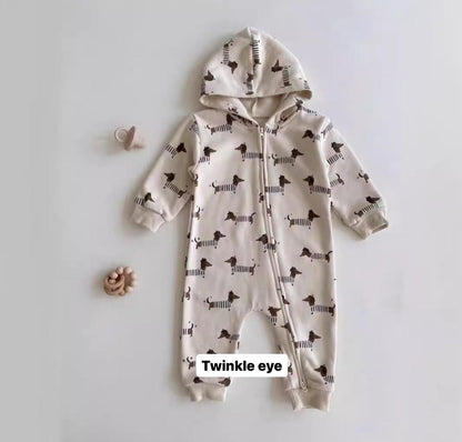 Cosy Dog Print Romper