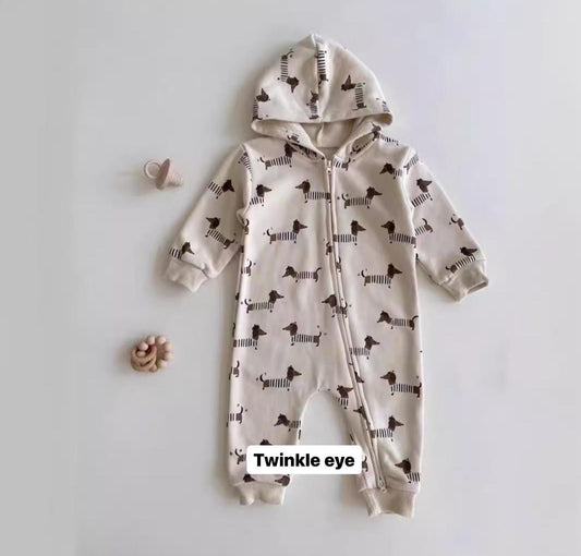 Cosy Dog Print Romper