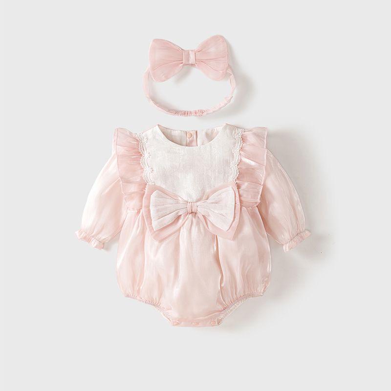Pink Organza Romper with Cotton Lining (complementary Hair Band)
