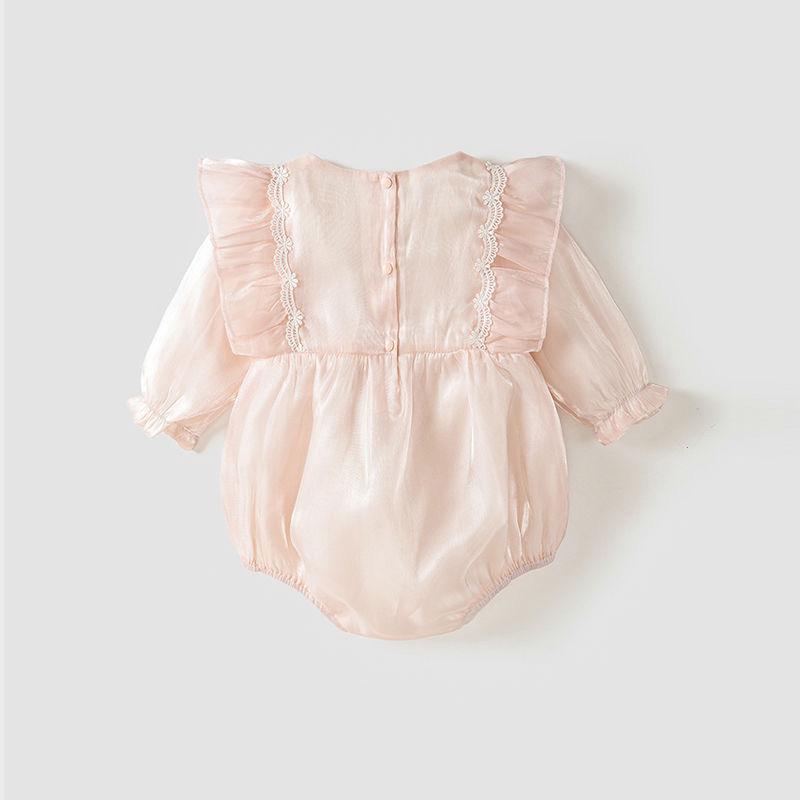 Pink Organza Romper with Cotton Lining (complementary Hair Band)