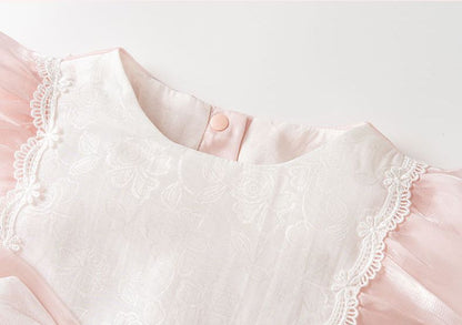 Pink Organza Romper with Cotton Lining (complementary Hair Band)