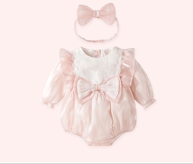 Pink Organza Romper with Cotton Lining (complementary Hair Band)