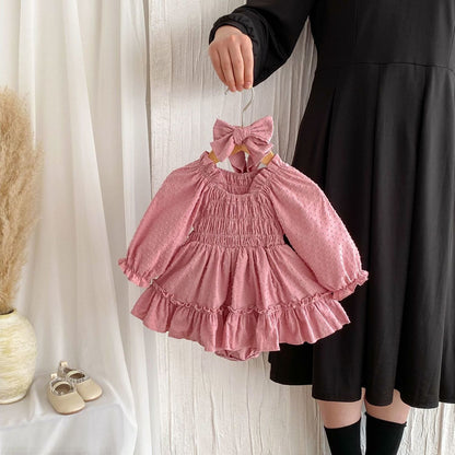Cotton Baby Girl Frock with Open Hairband