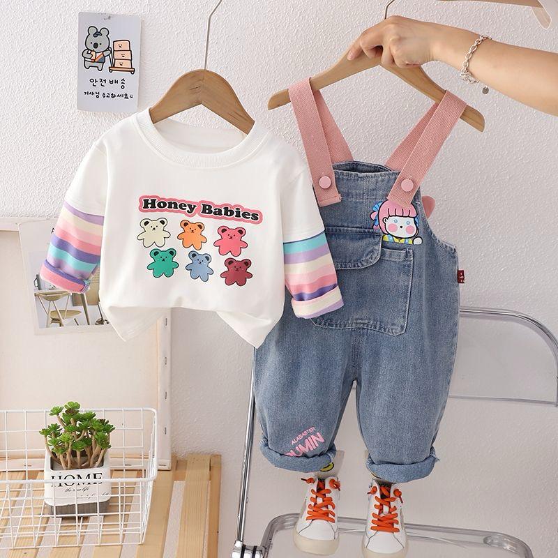 Denim Dungaree with wings and cotton full Sleeves t shirt