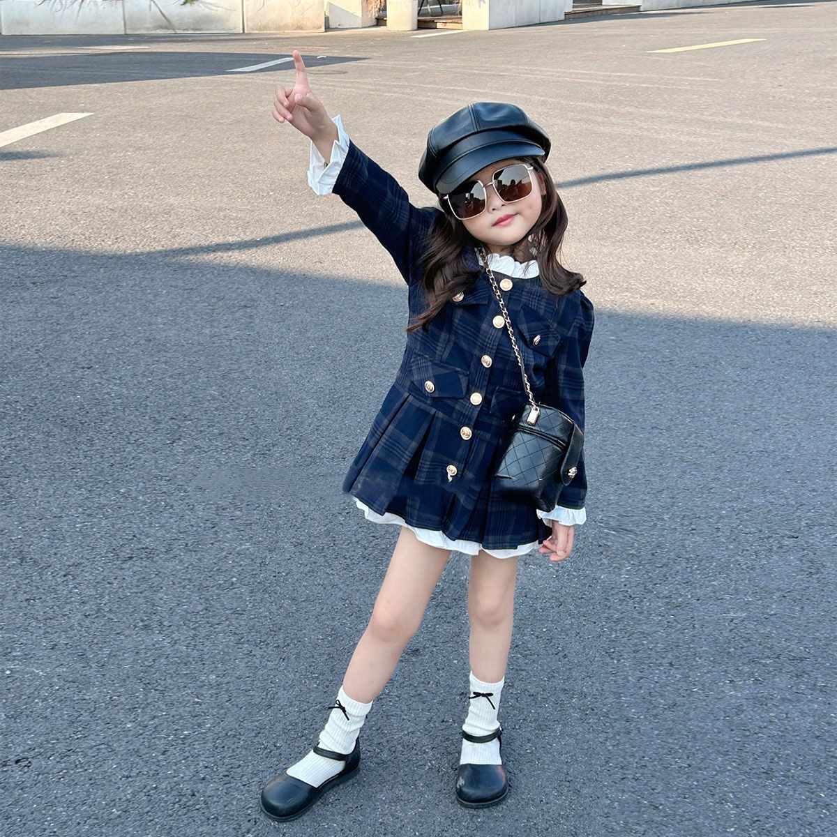 Checks 1 pc set frock skirt style