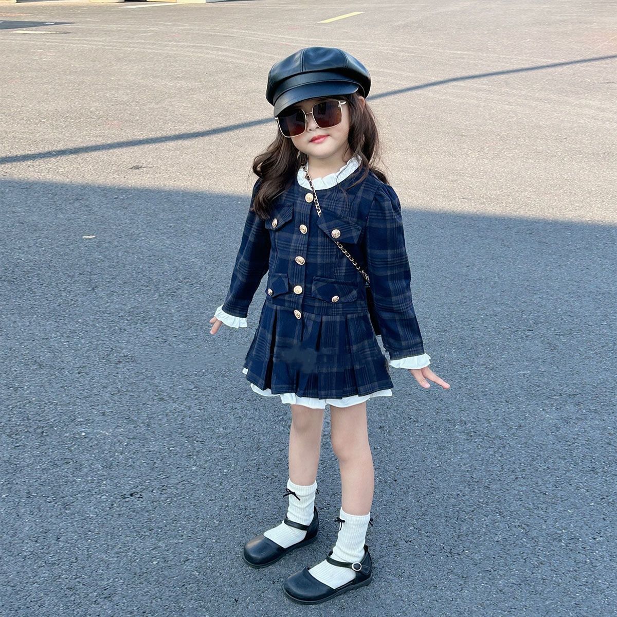 Checks 1 pc set frock skirt style