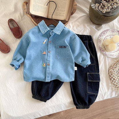 3 pc set boy cat sweater shirt pant set